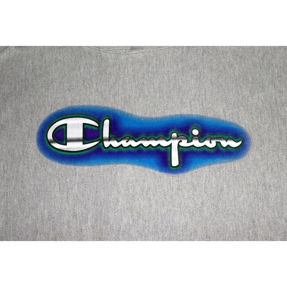 Champion Reverse Weave Mens Champion Graphic Logo Gray Hoodie Sweatshirt Size XL - Picture 3 of 13